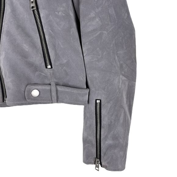 ASOS Urbancode London Suede Moto Biker Jacket in Gray Size UK 14 US 10 - Picture 5 of 16